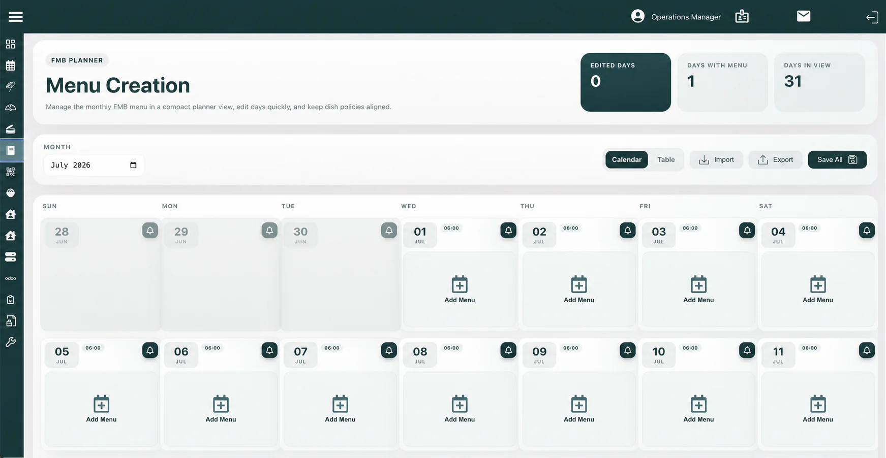 Sanitized FMB menu creation interface